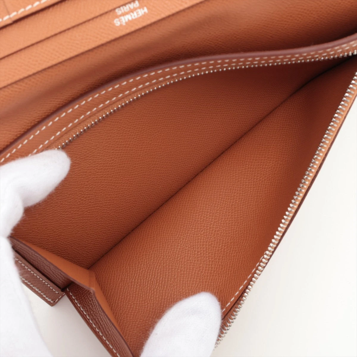 エルメス ベアンスフレ ヴォーマダム 財布 ゴールド シルバー金具 W 