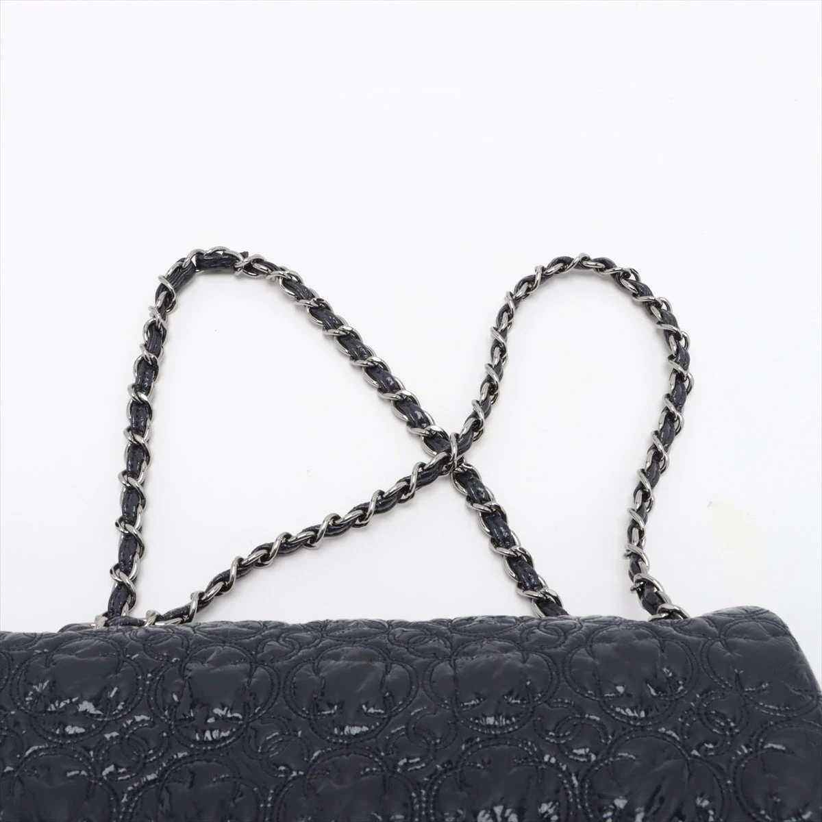 シャネル カメリア パテントレザー シングルフラップ ダブル