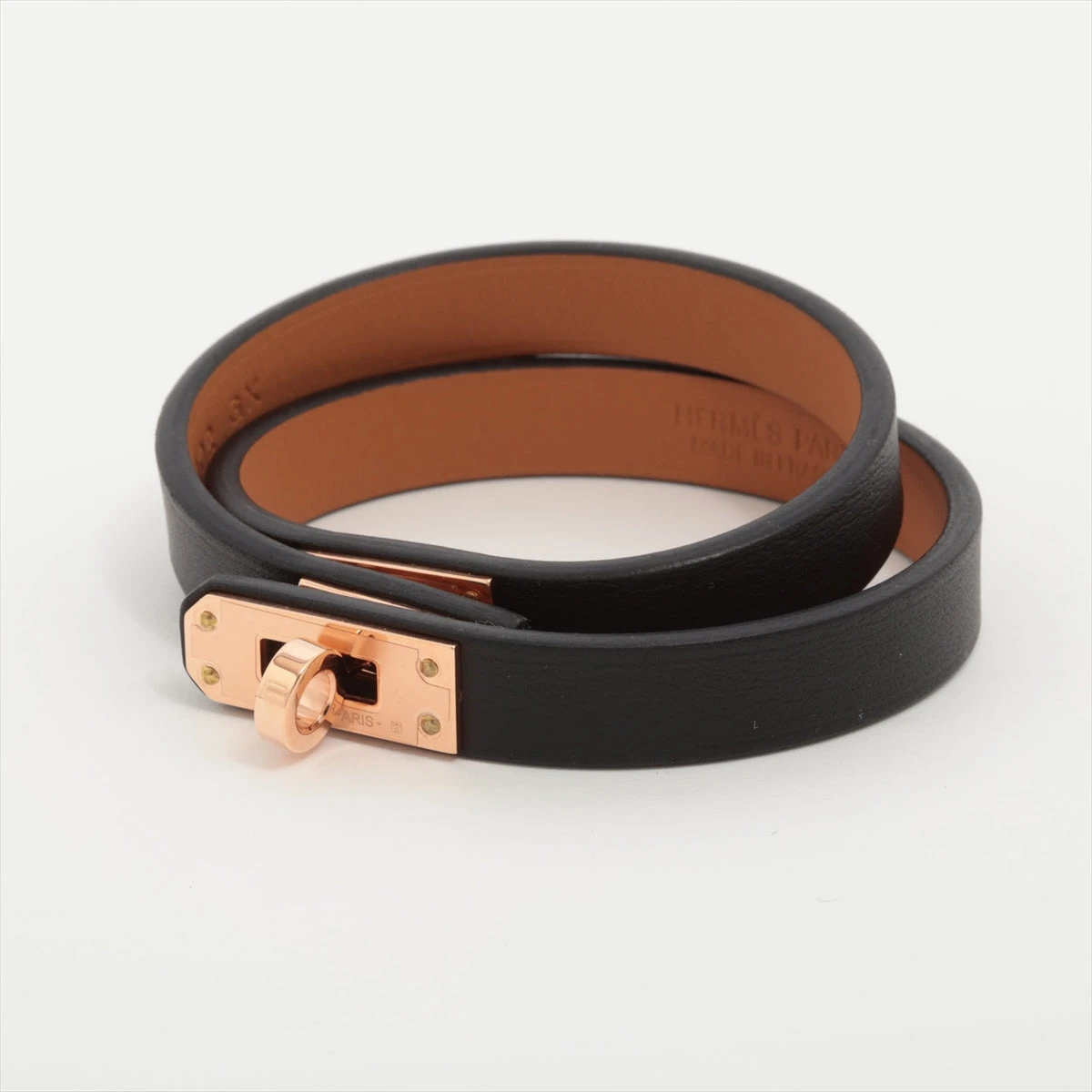 【美品】エルメスレザーブレスレット ミニ・ケリー　ドゥブルトゥール　ブラックT2 レザーブレスレット 《ミニ・ケリー》 ドゥブルトゥール