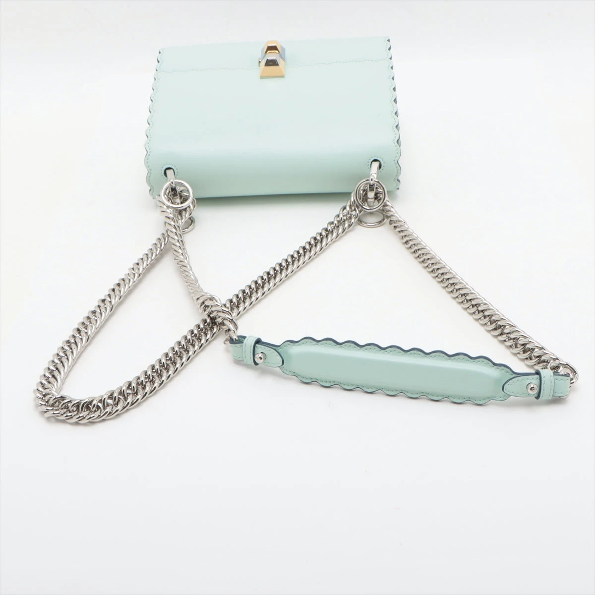 フェンディ ミニキャナイ レザー チェーンショルダーバッグ ミント