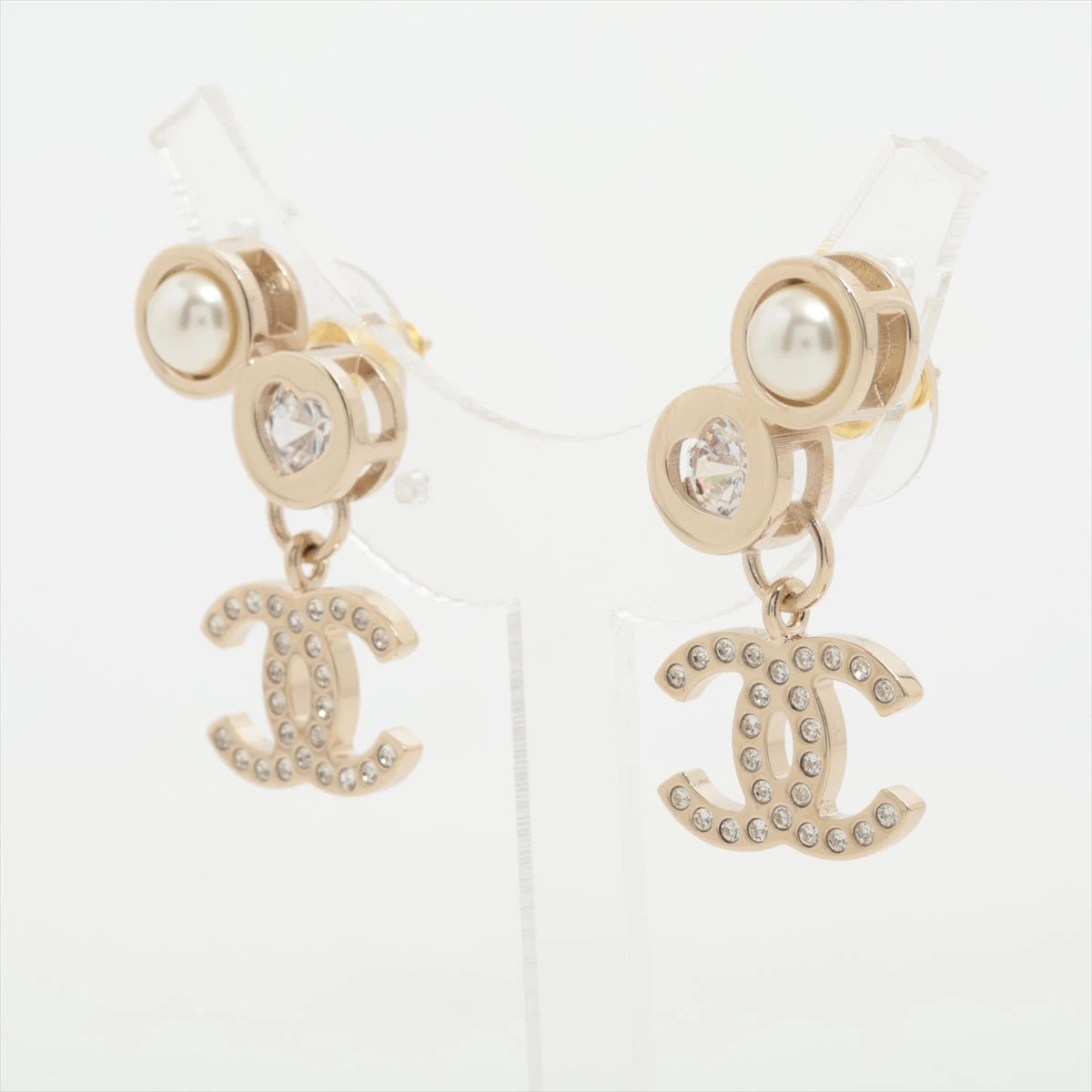 シャネル ココマーク B24B ピアス(両耳用) GP×ラインストーン