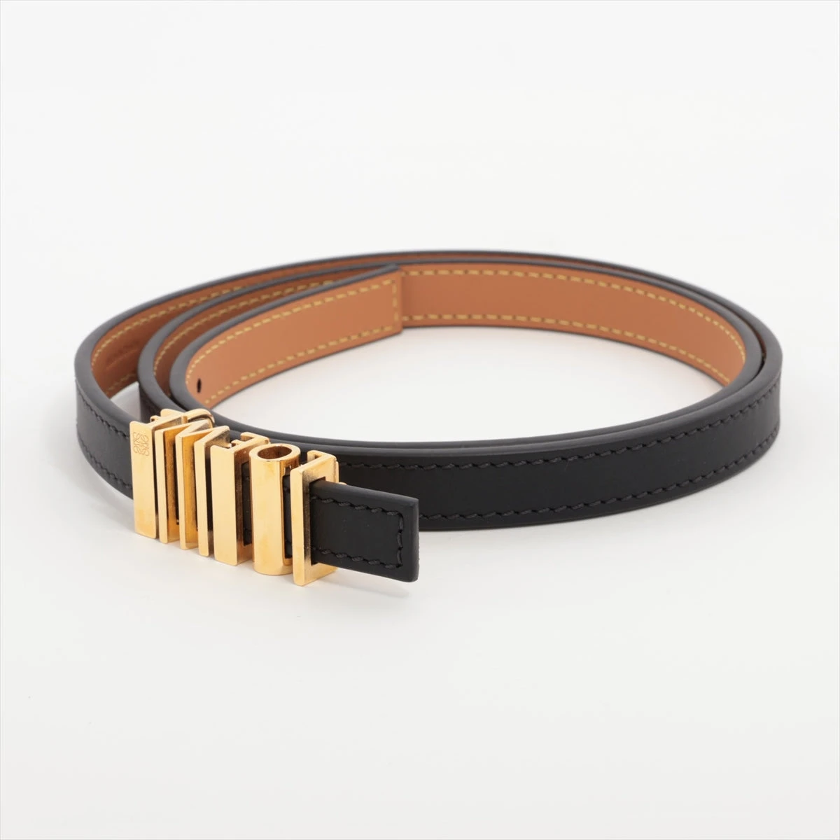 LOEWE ロエベ　アナグラム　ベルト　レザー　ブラック　ゴールド金具　70 LOEWE ロエベ アナグラム ベルト レザー ブラック ゴールド金具 70