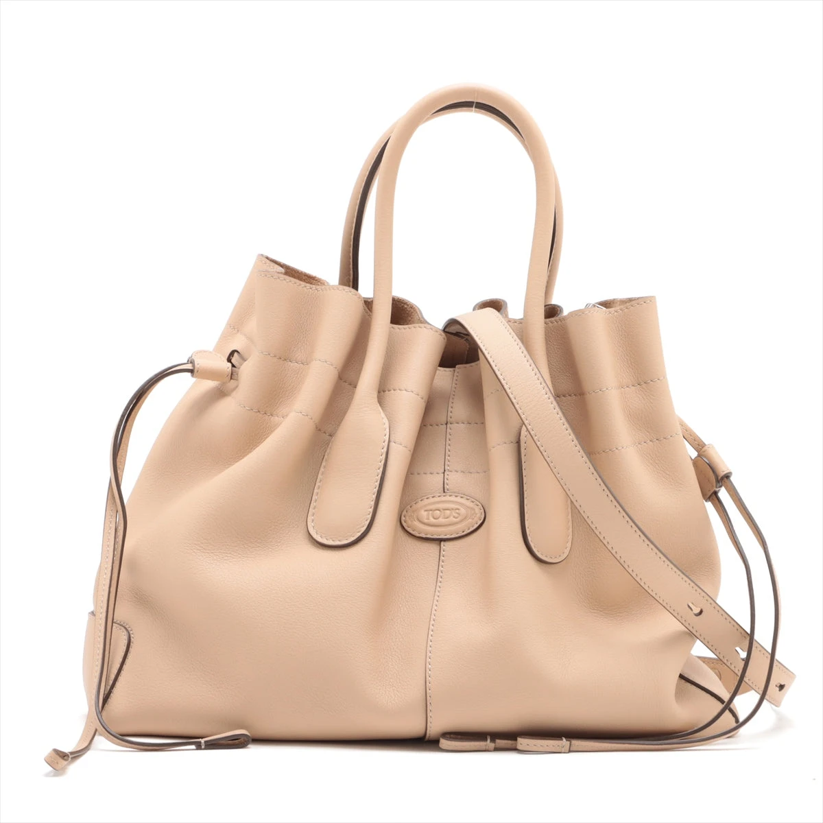 TOD'Sベージュレザー ハンドバッグ2way仕様 トッズ ドローストリング DI レザー 2WAYハンドバッグ ベージュ