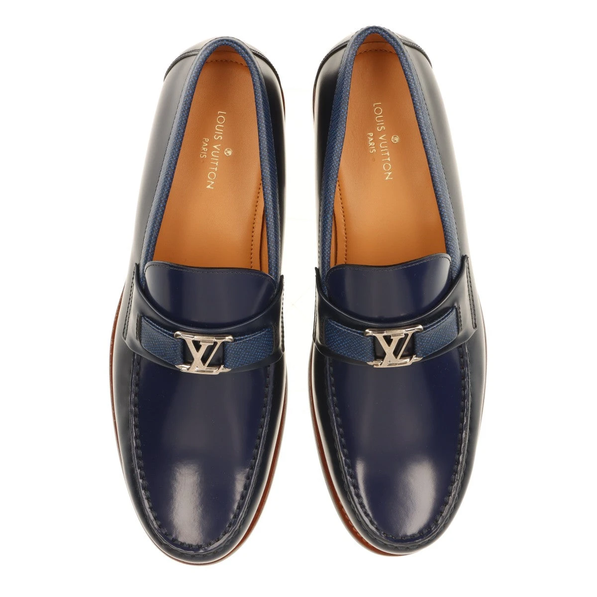LOUIS VUITTON ネイビー ローファー LOUIS VUITTON loafers leather Navy type Major Line 6 – Japan