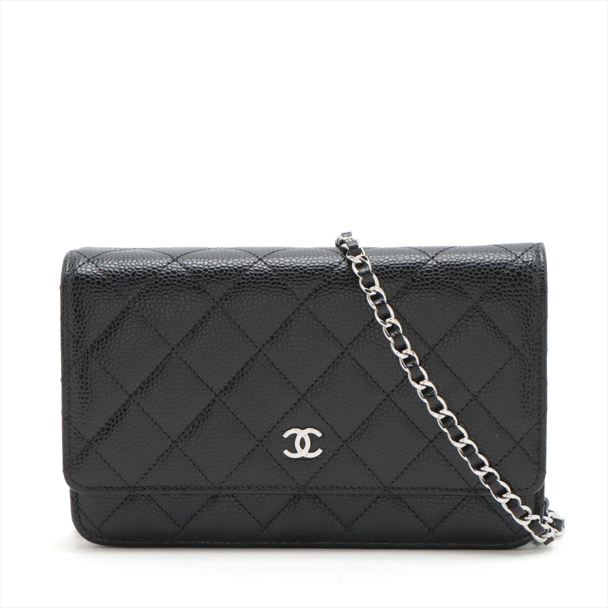 CHANE** チェーンウォレット シルバー金具 キャビアスキン