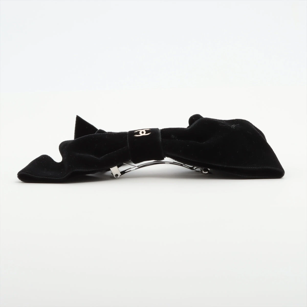 新品　シャネル ココマーク リボン 24V バレッタ GP×ベロア ブラック 新品 シャネル ココマーク リボン 24V バレッタ GP×ベロア