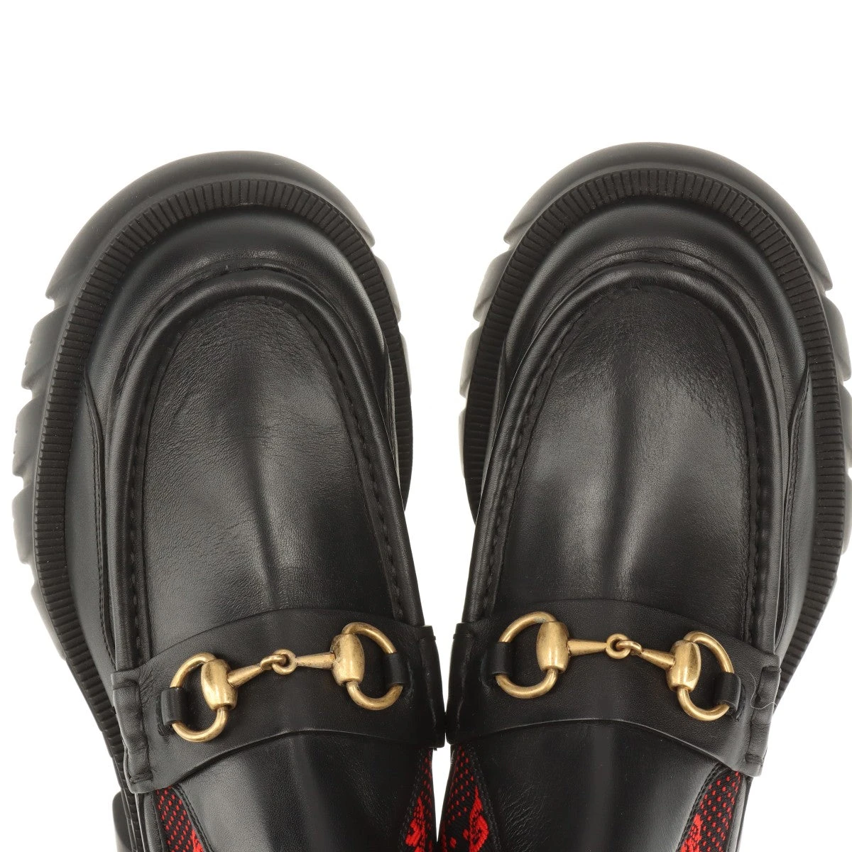 グッチ ホースビット ニット×レザー ショートブーツ 5 ユニセックス