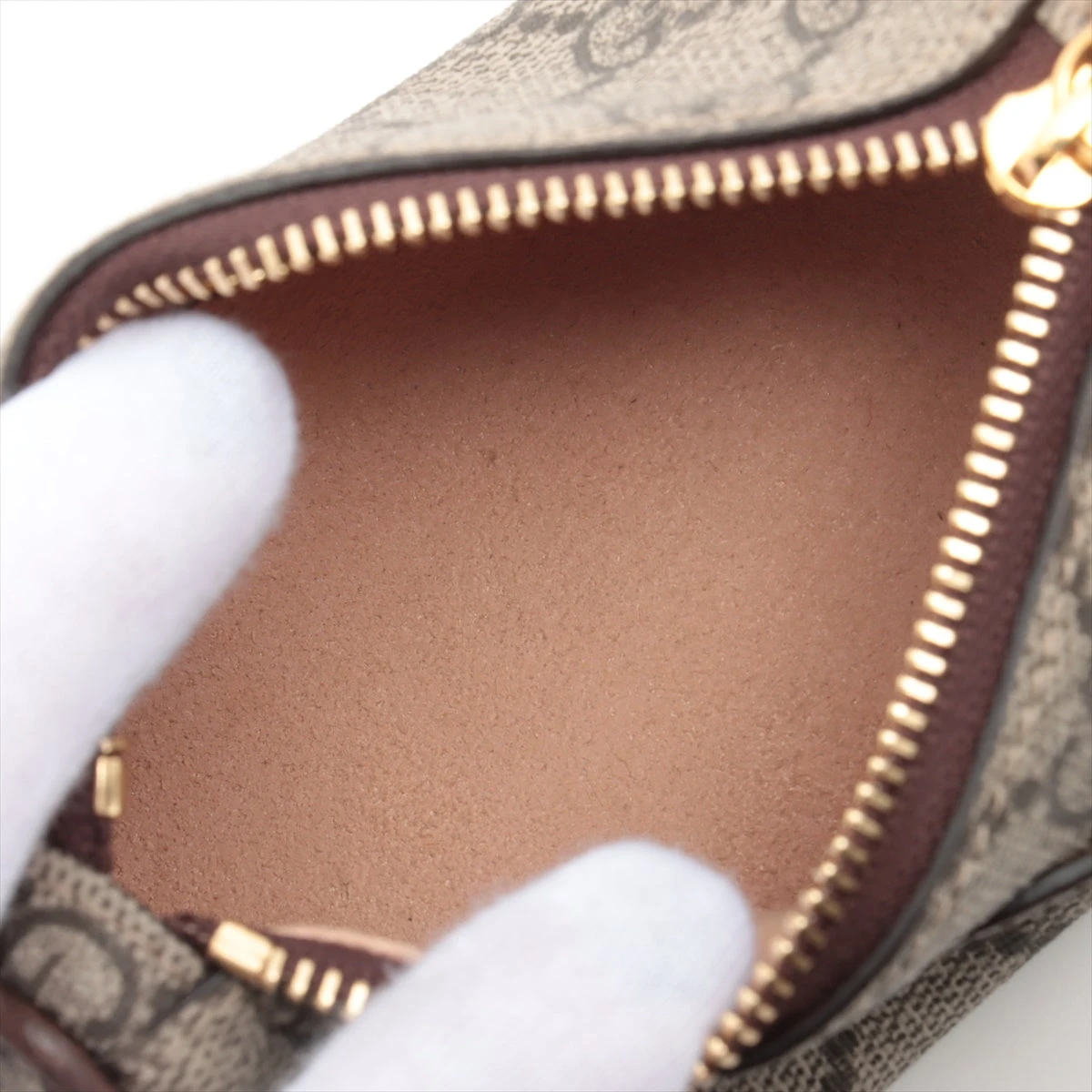 【良品】グッチ　ポーチ　シェリーライン　GGスプリーム　PVC レザー　ブラウン GUCCI グッチ ポーチ GGスプリーム PVC シェリーライン ブラウン