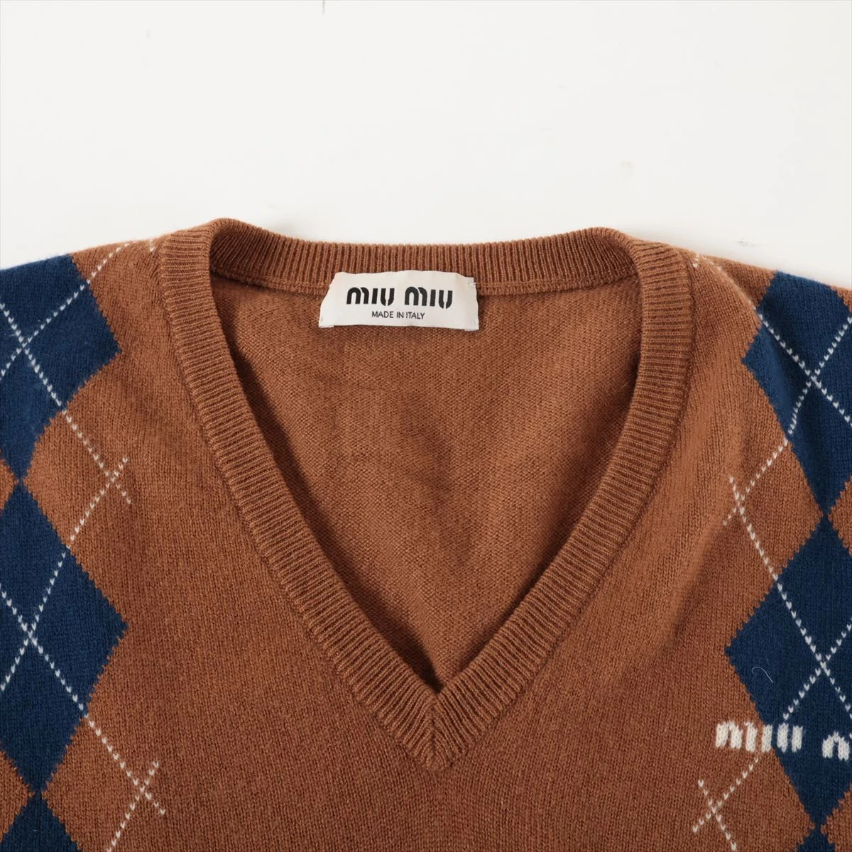 MIUMIU ミュウミュウ  美品 カシミヤ ニット ベスト レディース ブラウン 36 MMV042 22年製 36 MIU MIU - MIUMIU ミュウミュウ 美品 カシミヤ ニット ベスト