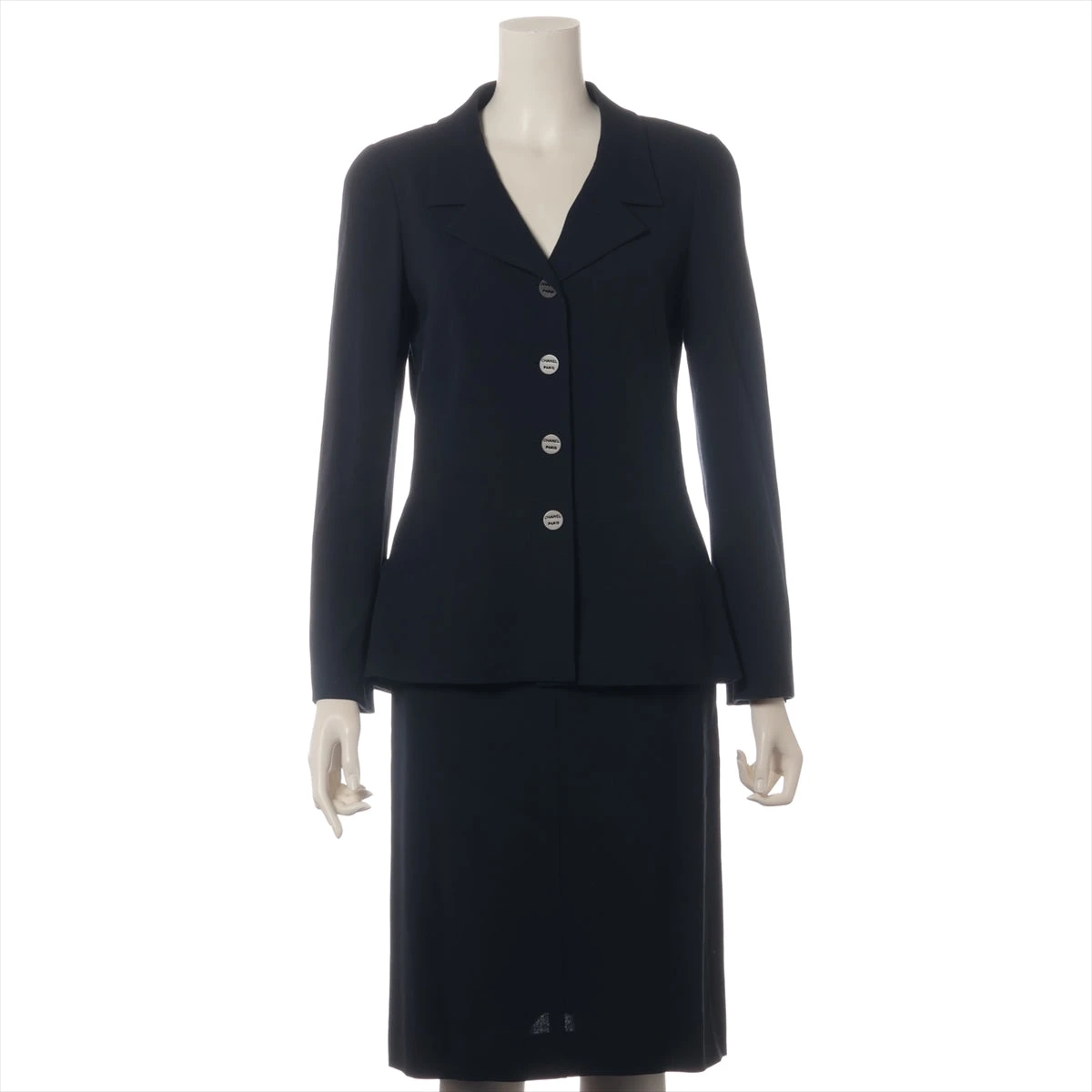 シャネル 00C ウール セットアップ 36 ネイビー P15046V02954 軽度の粉