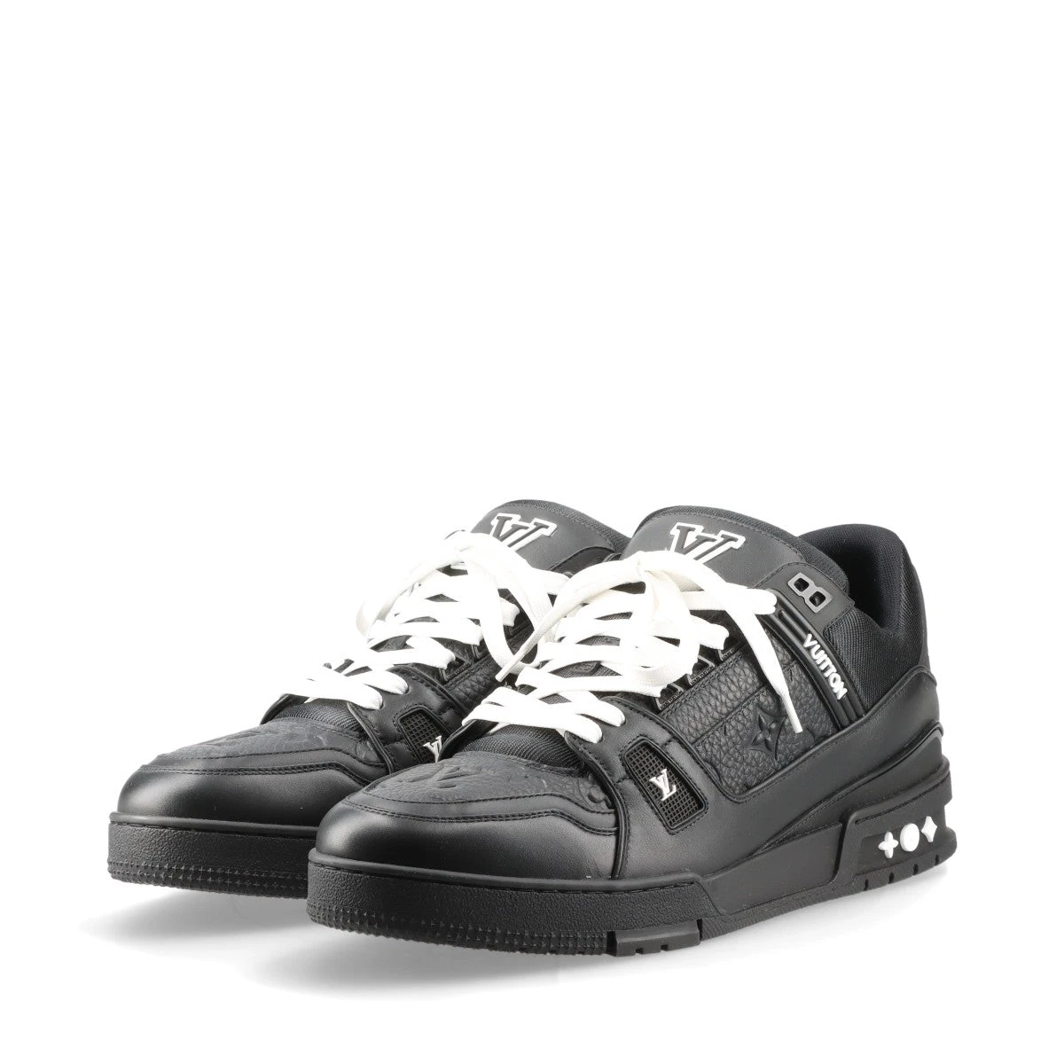 メンズ新色*LV*Trainer スニーカー オールブラックモノグラム ヴィトン×NIGO LVトレイナーライン 21年 レザー×デニム