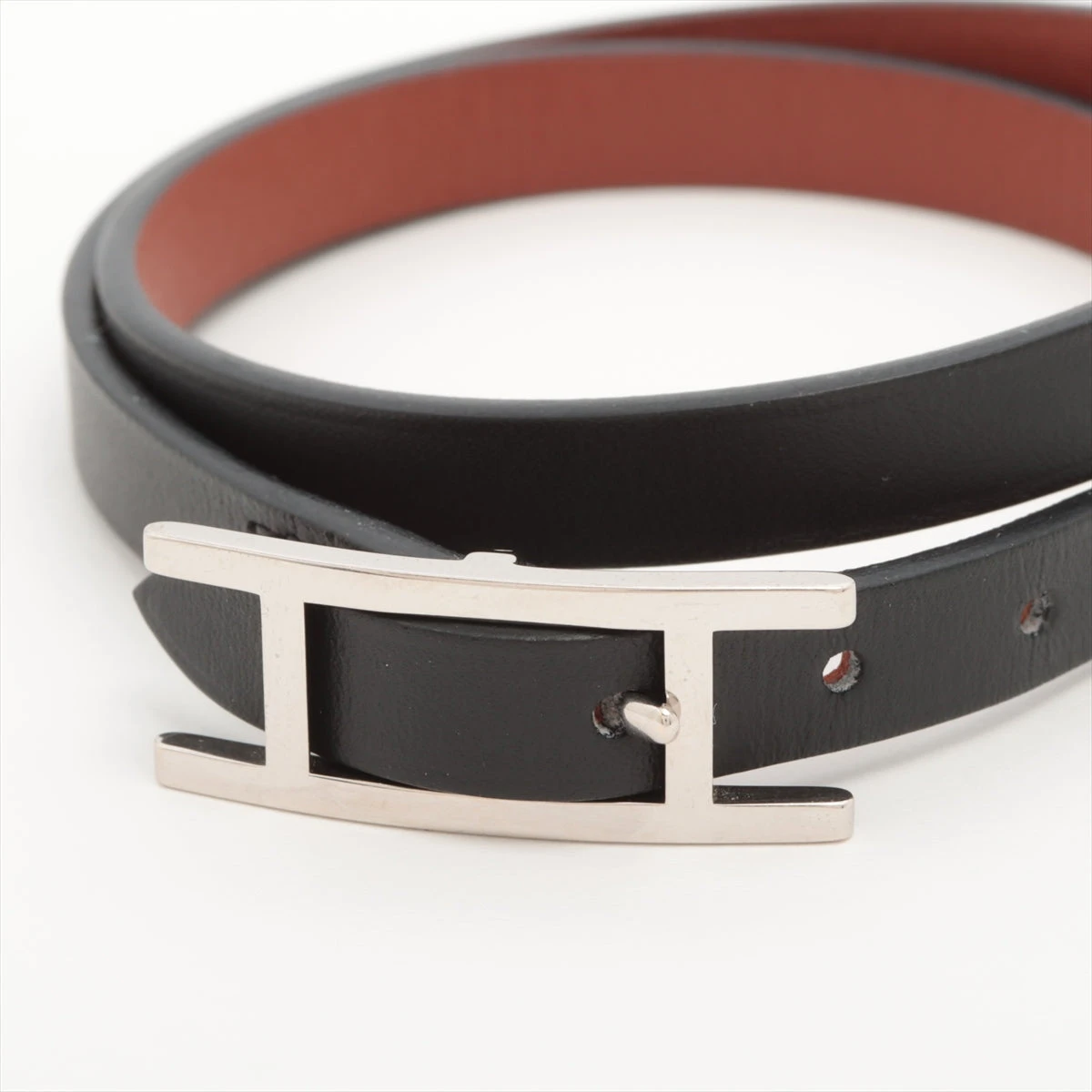 新品未使用　エルメス　ビーアピ　レザー　ブレスレット　ブラック　箱付き HERMES エルメス ブレスレット レザーブ ビーアピ ドゥブル