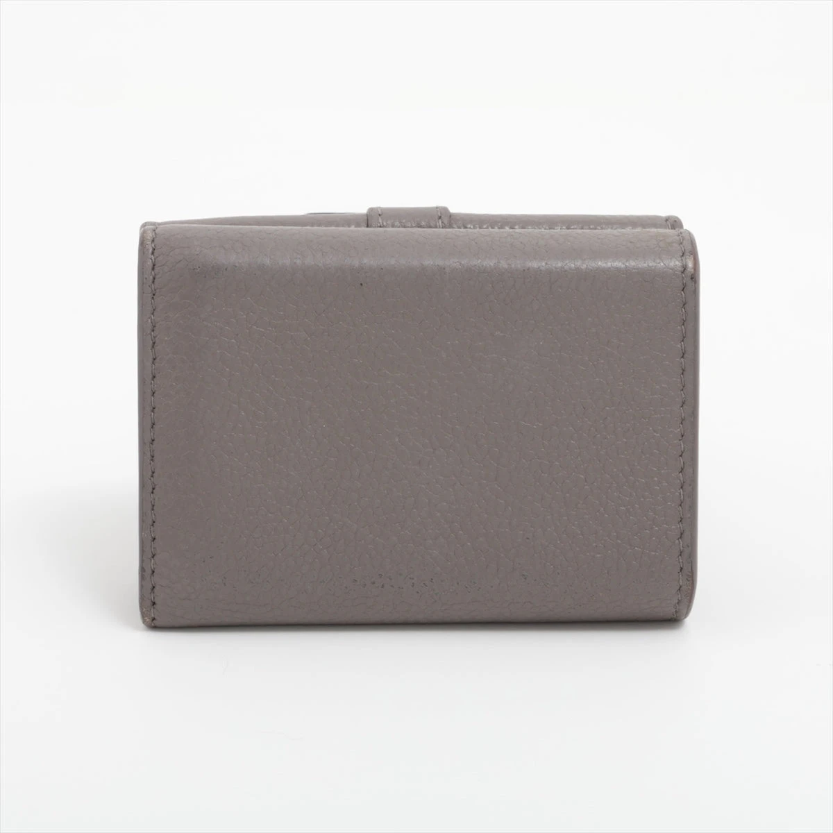 美品　サンローラン　Vステッチコンパクト財布　YSLロゴ金具　グレー サンローランパリ YSLロゴ TGN669959 レザー コンパクト