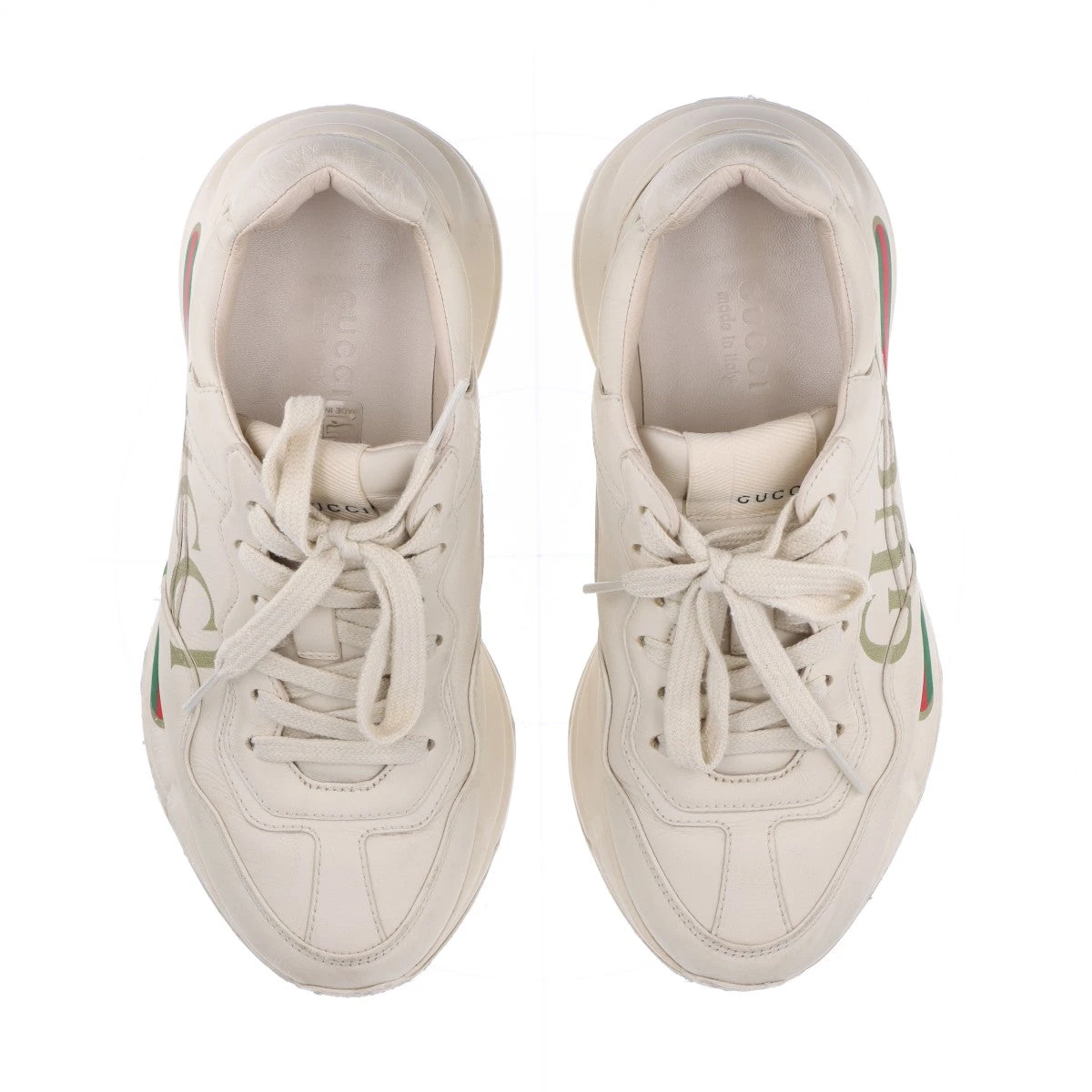 グッチ ライトン レザー スニーカー 35 1/2 レディース アイボリー  