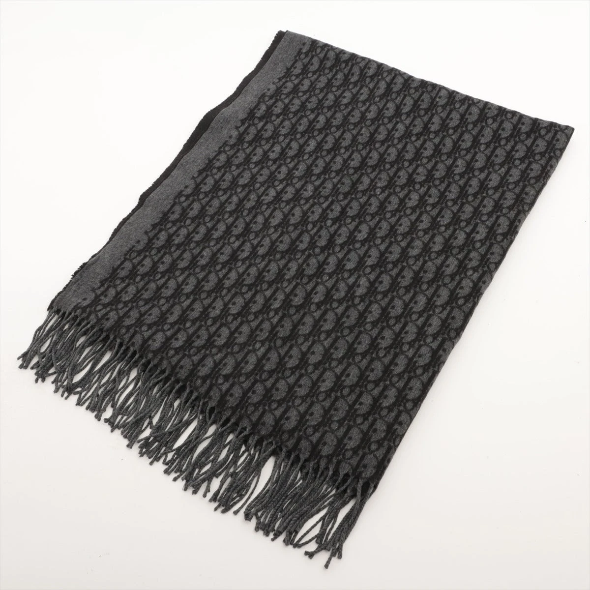 ディオール オブリーク マフラー シルク ブラック×グレー AP097822