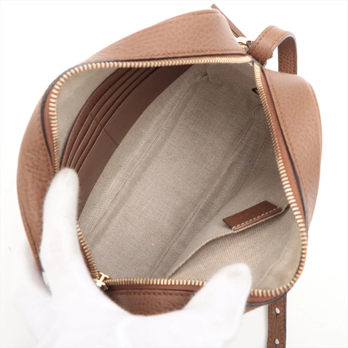 グッチ　ショルダーバッグ ベージュ ブラウン GGキャンバス レザー 未使用級 グッチ GGキャンバス キャンバス×レザー ショルダーバッグ