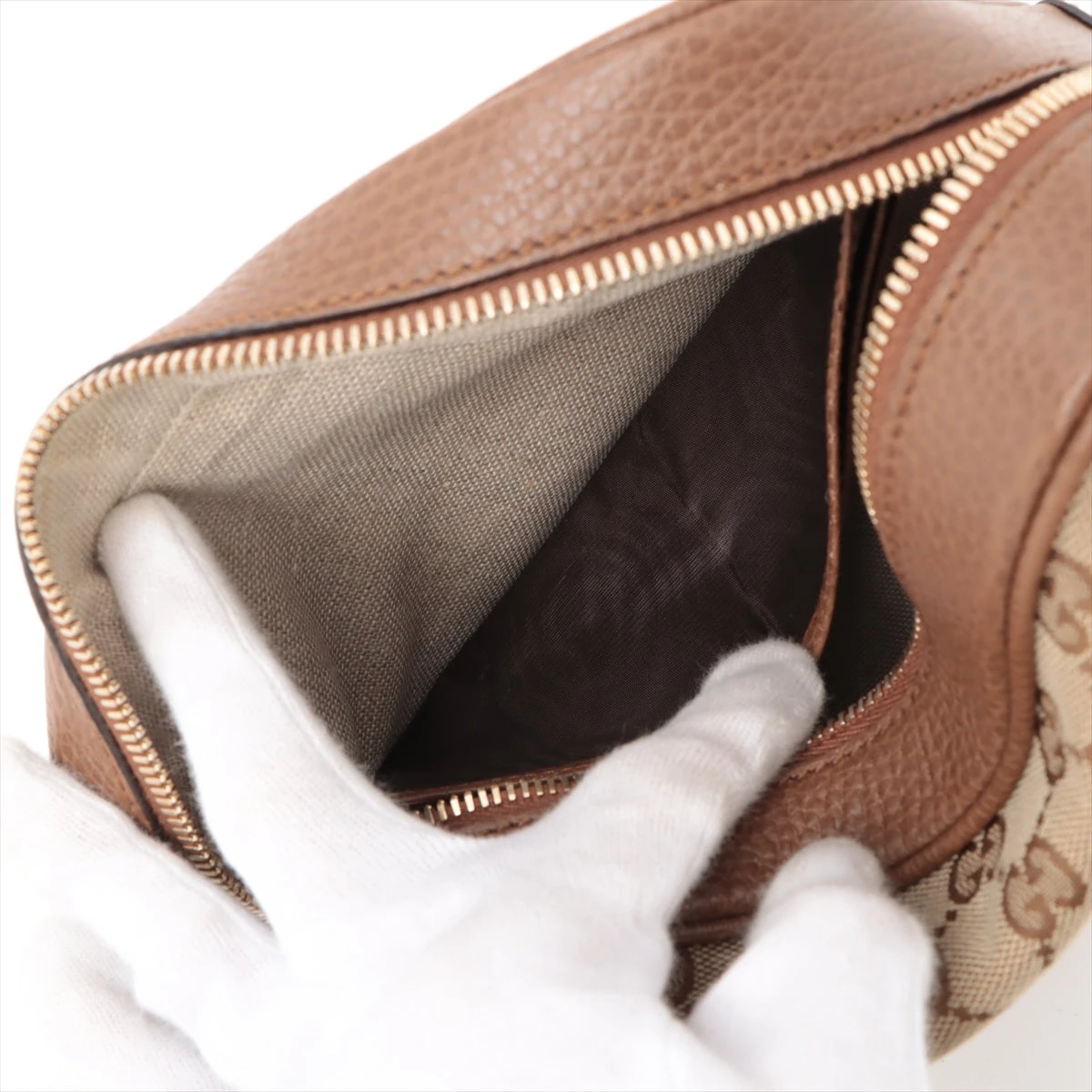 美品♡ グッチ　ワンショルダーバッグ　GG キャンバス　レザー　総柄　ブラウン グッチ GUCCI GG柄 ブラウン GGキャンバス×レザー ワン