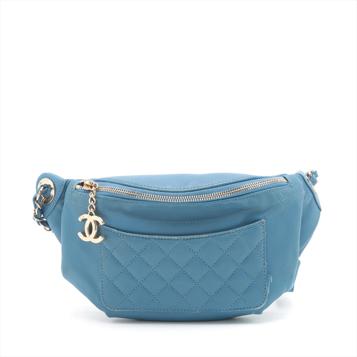 CHANEL シャネル ウエストポーチ マトラッセ  ブルー 難あり シャネル マトラッセ ウエストポーチ/ボディバッグ｜中古