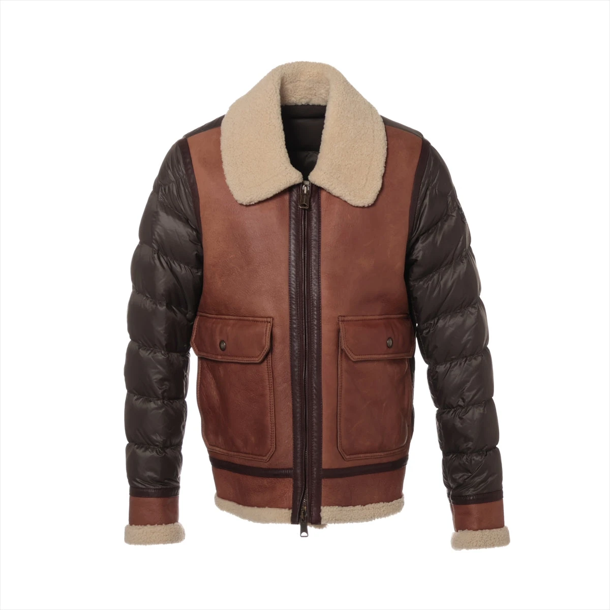 モンクレール 16年 ムートン ダウンジャケット 5 メンズ ブラウン