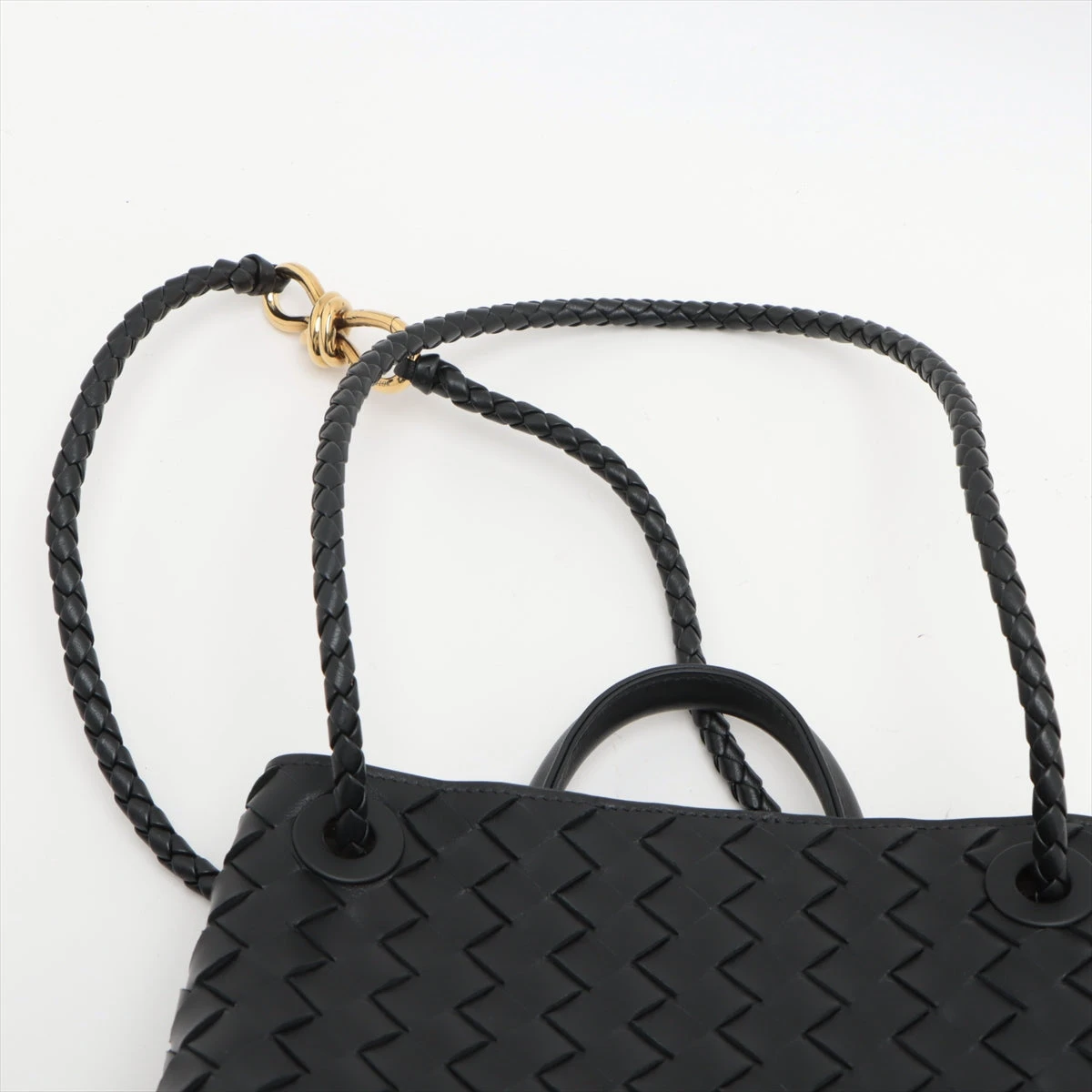 ボッテガヴェネタ 2Way ハンドバッグ レザー ブラック イントレチャート 極 美品 希少品 BOTTEGA VENETA ボッテガヴェネタ イントレ