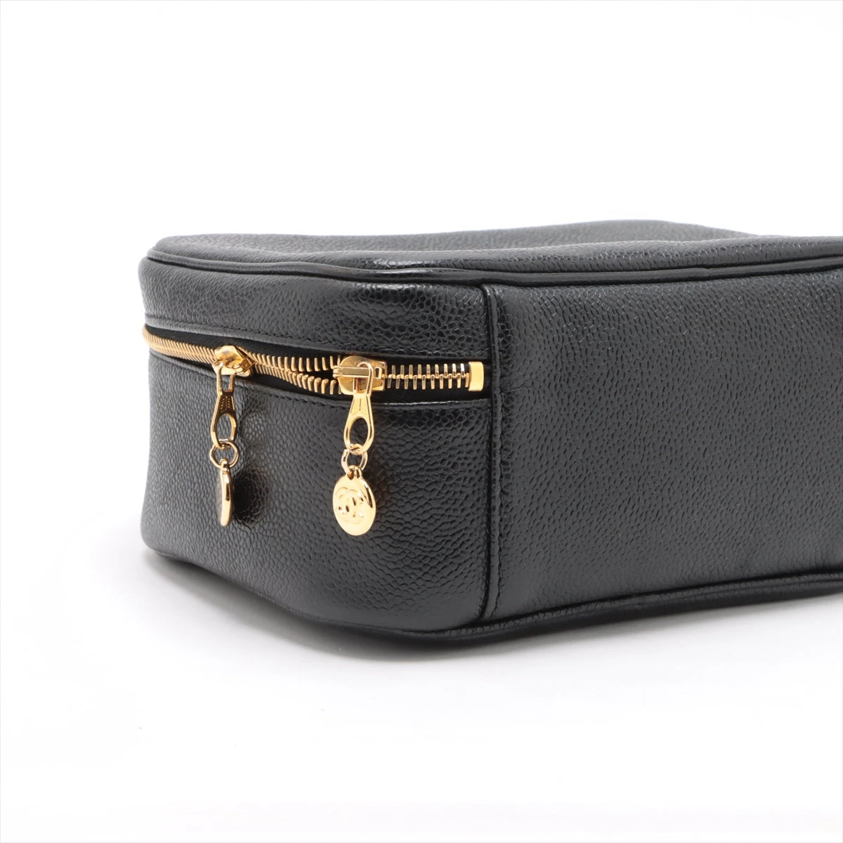 CHANEL　シャネル キャビアスキン ココマーク バニティ ヴァニティ　92 CHANEL ココマーク 1992年頃 バニティバッグ ブラック マット