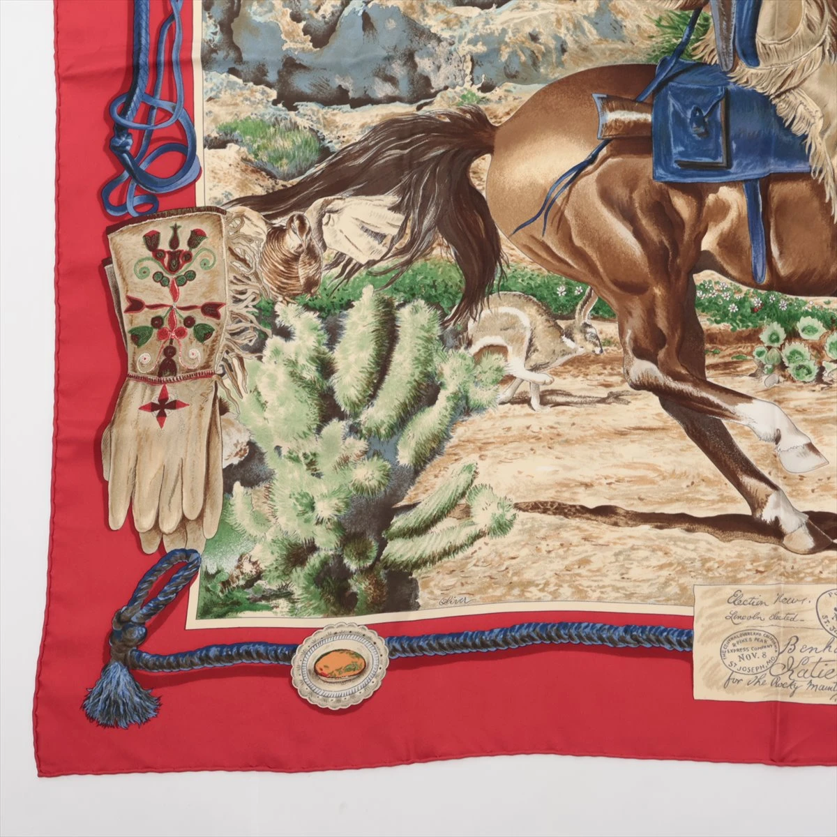 エルメス カレ90 The Pony Express 郵便社 スカーフ シルク