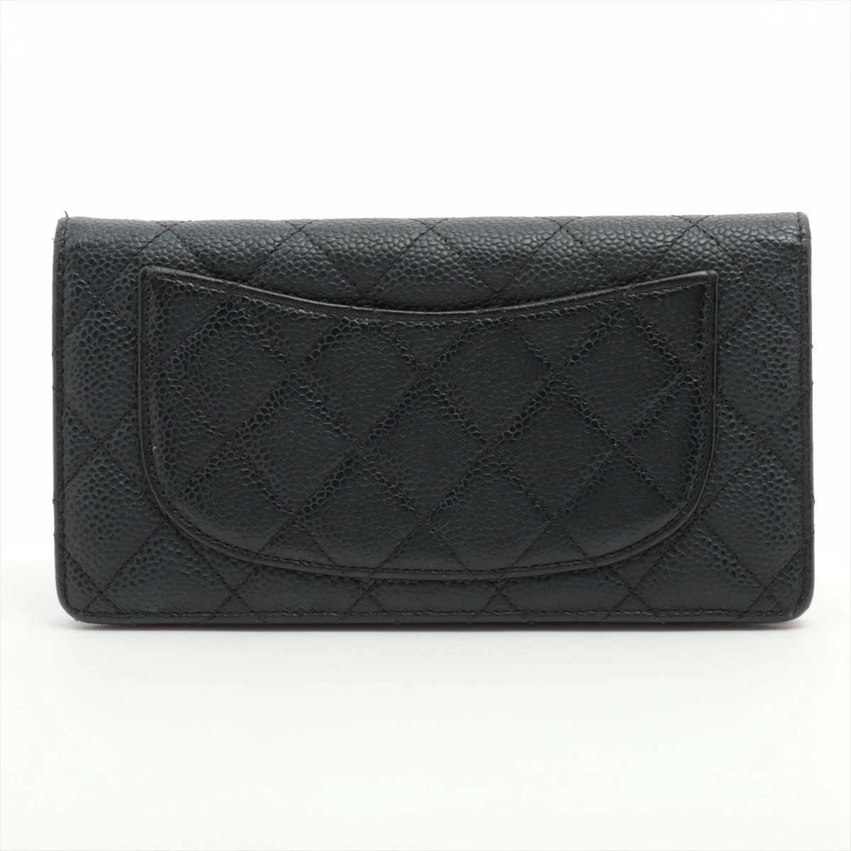 CHANEL マトラッセ 財布 ブラック シルバー金具 16番台 ギャラ付き シャネル マトラッセ キャビアスキン 財布 ブラック シルバー
