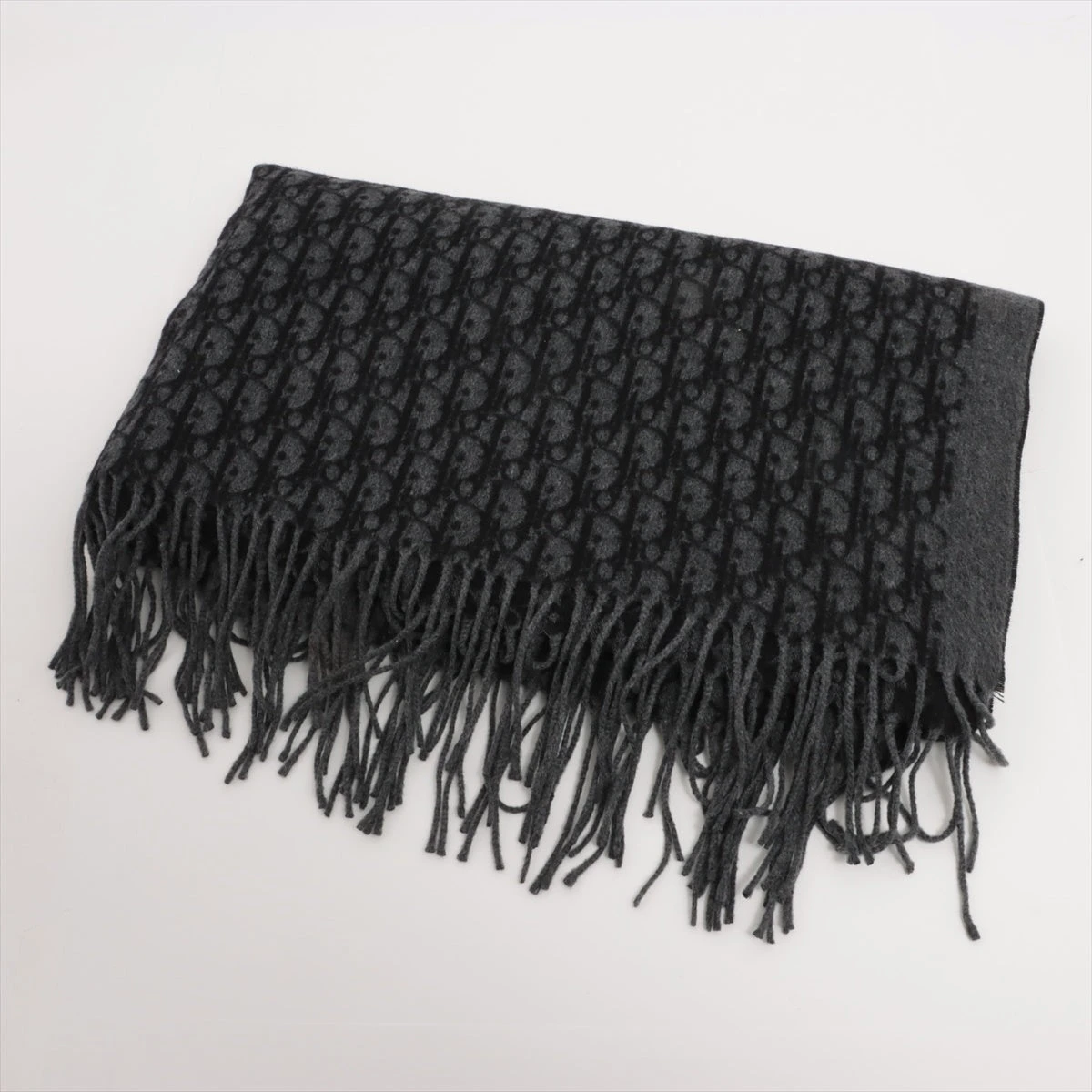 美品　正規品　Dior ロゴ入り マフラー 黒 Christian Dior ディオール ウール×カシミア ロゴ マフラー