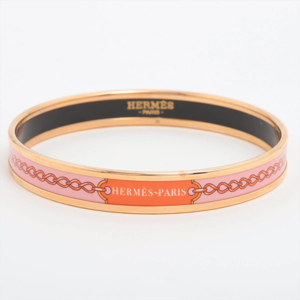 激安挑戦！！ バングル エマイユPM エルメス GP A3344376 ゴールド×ピンク ブレスレット、バングル