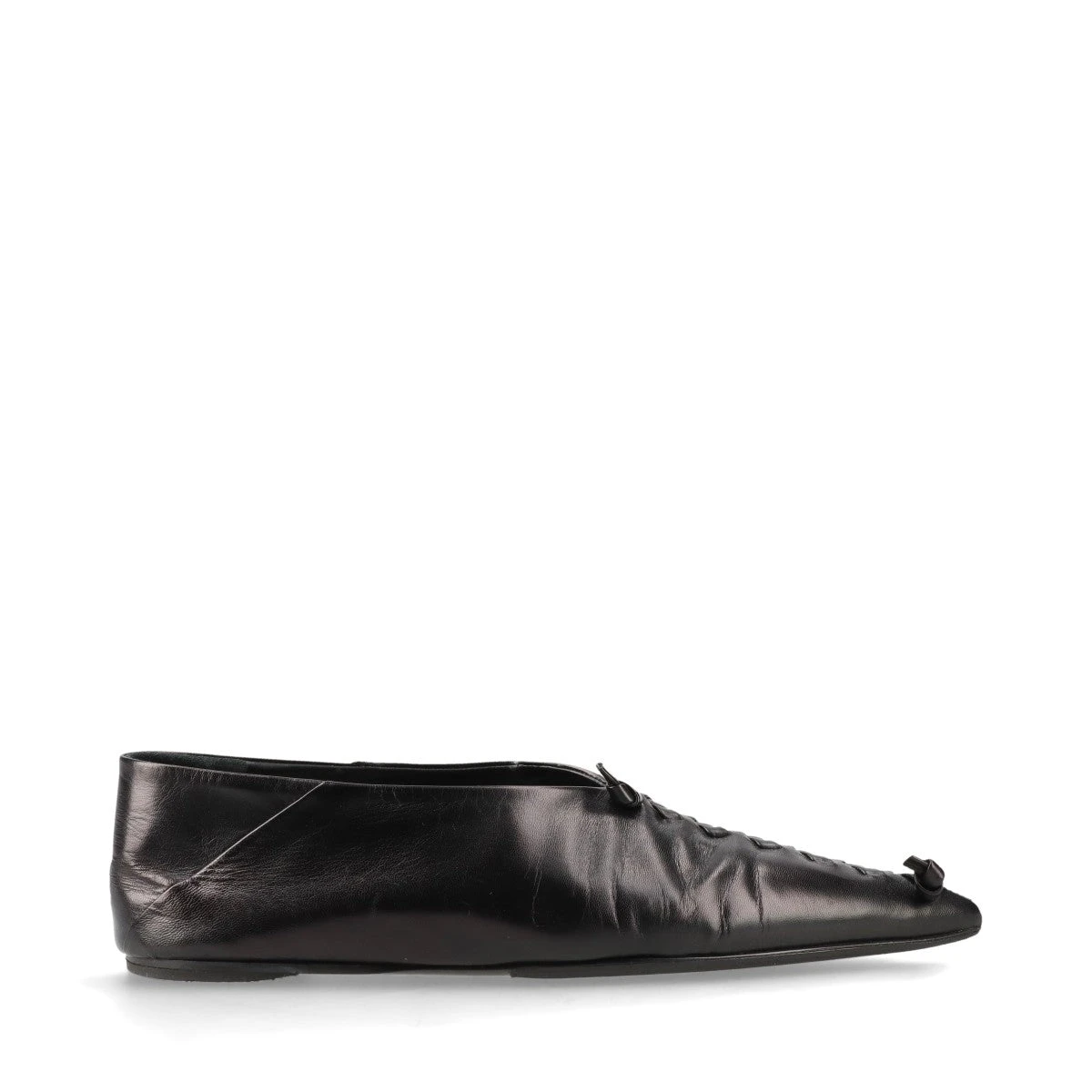 ⭐️未使用級⭐️ ジルサンダー　パンチングレザー　フラットシューズ　レザー　黒 Jil Sander レザー フラットシューズ | ブラック | FARFETCH JP