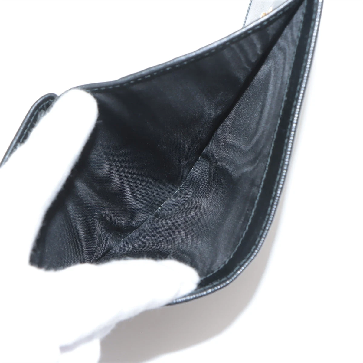 プラダ 1円□プラダ コンパクト財布 ブラック系 レザー ヴィッテロ