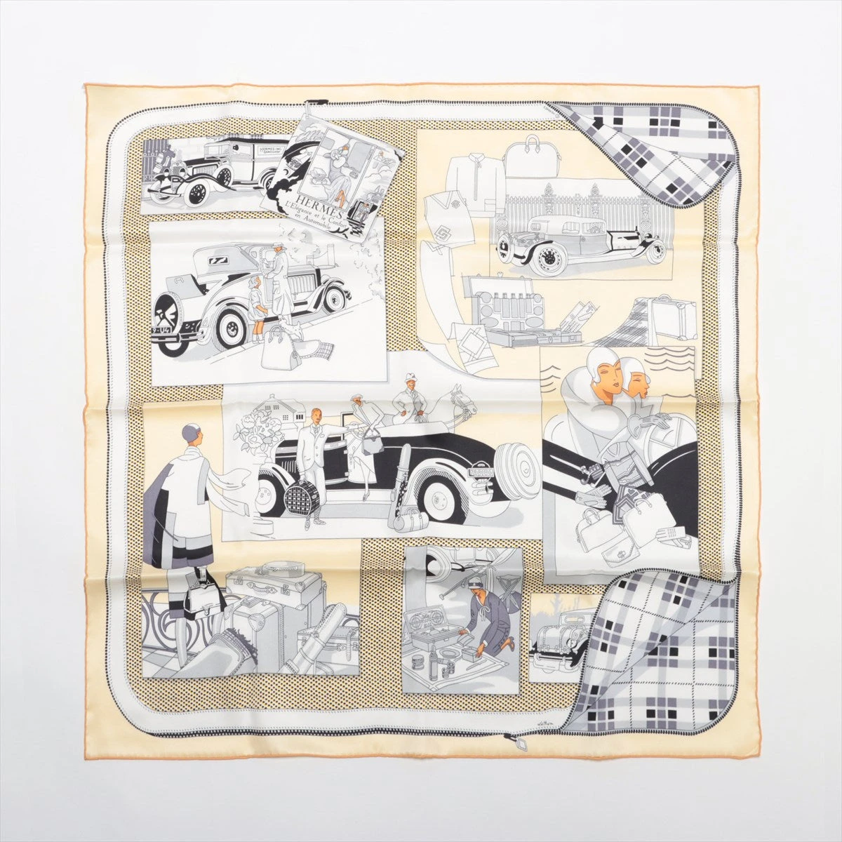 HERMES◇スカーフ/シルク/WHT