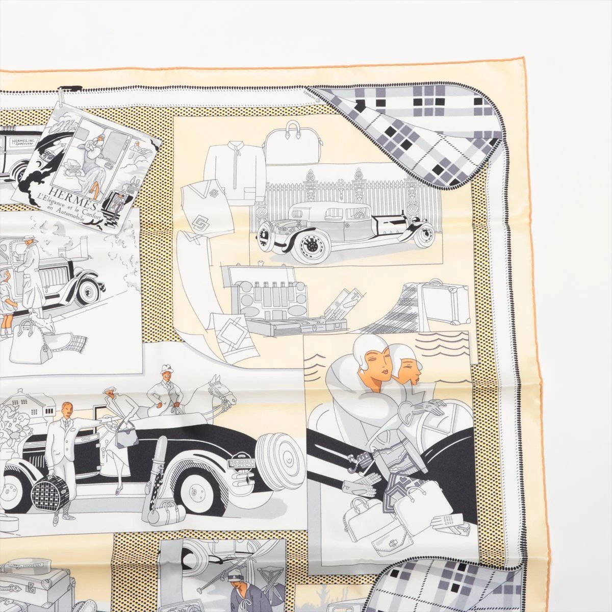 モダンでクラシカル＊HERMES カレ70自動車の快適 アプリコット エルメス カレ70 L Elegance et le Confort en Automobile