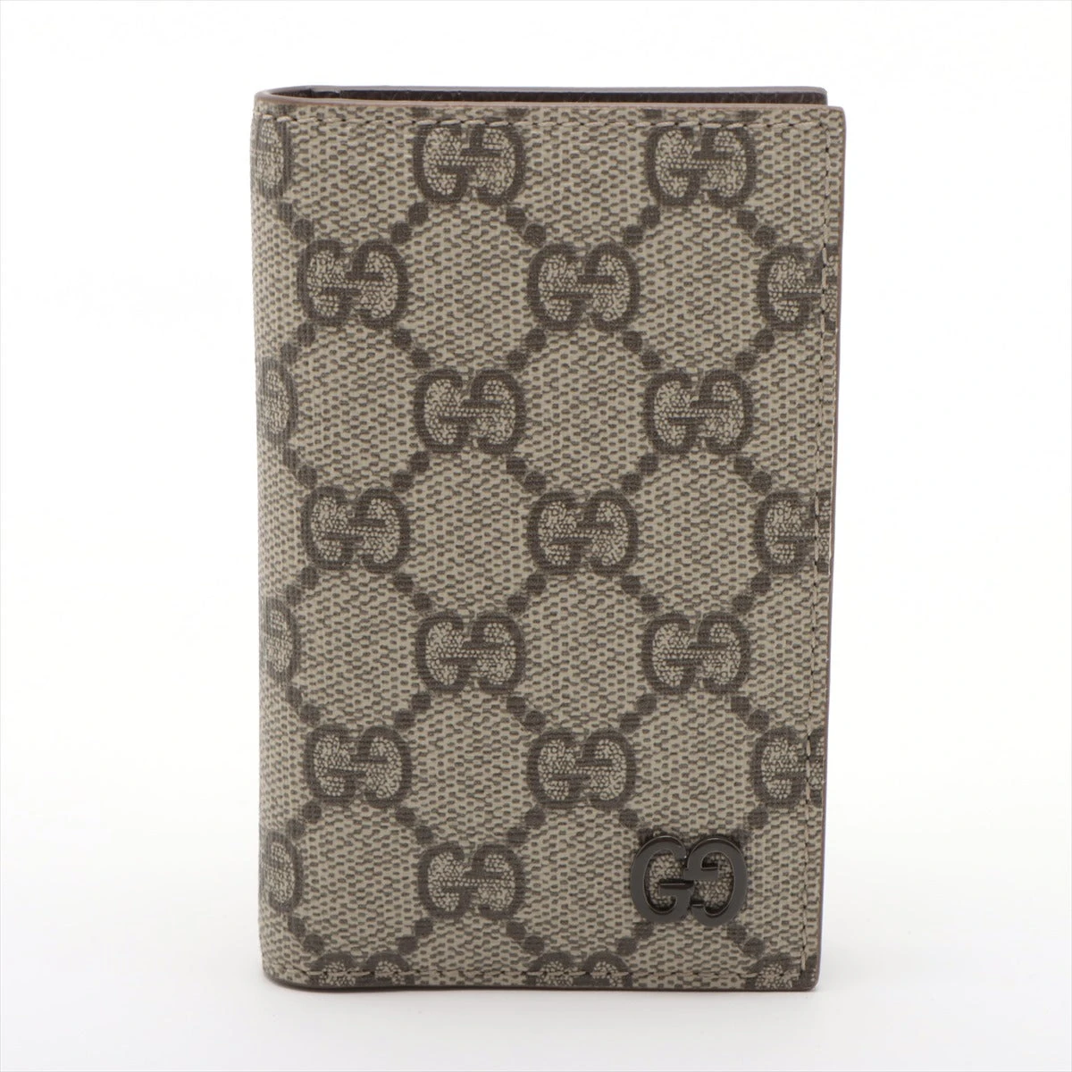 グッチ GGスプリーム PVC×レザー カードケース ブラウン A3341342  