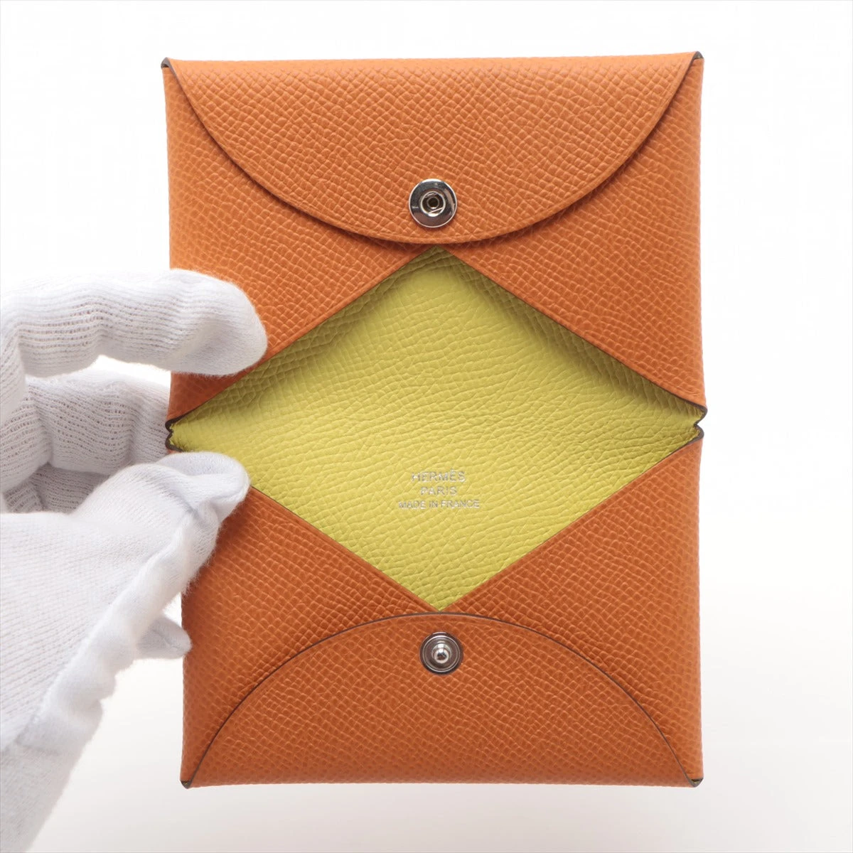 エルメス カルヴィ ヴォーエプソン コインケース イエロー×オレンジ  