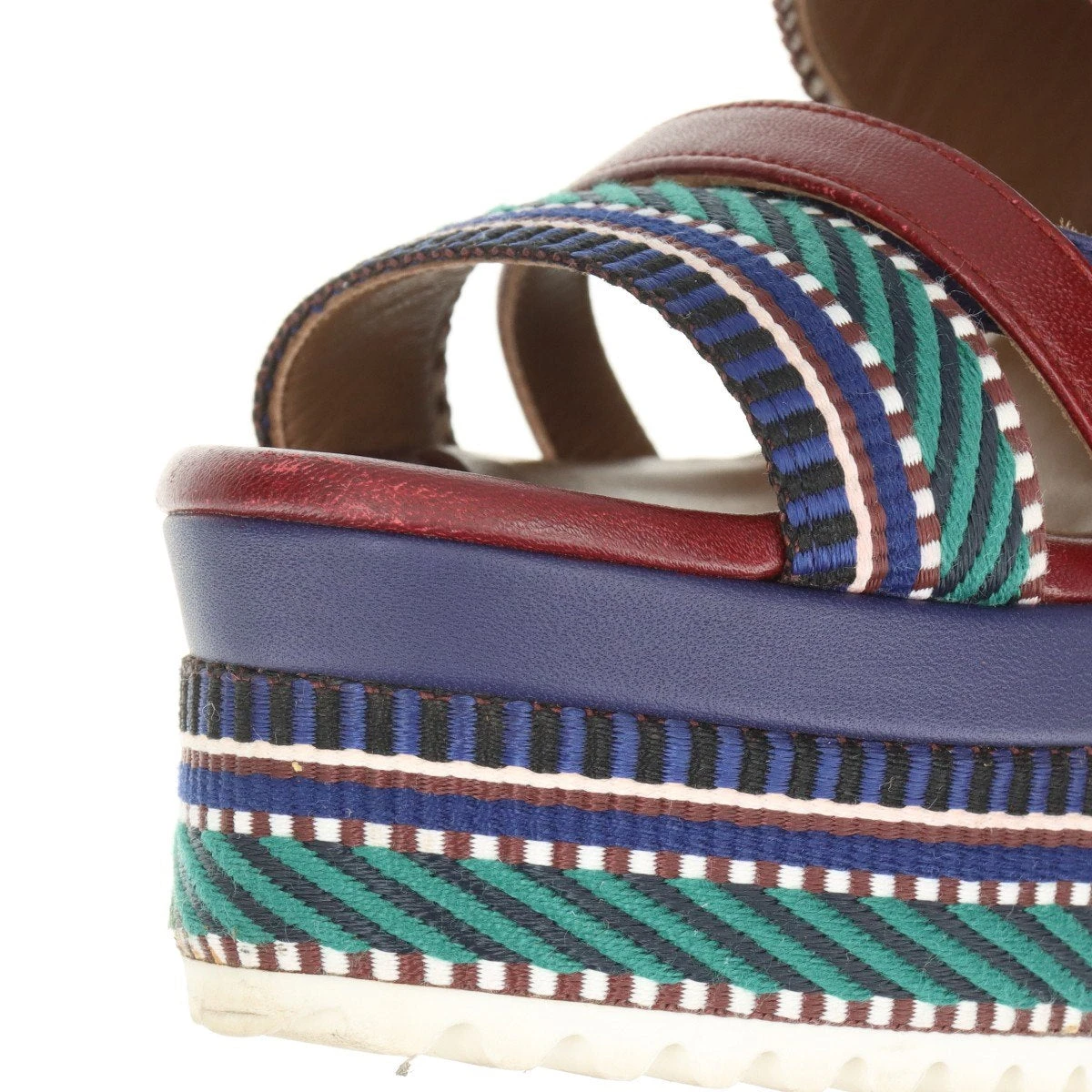 エルメス ローマ レザー×ファブリック ウェッジソールサンダル