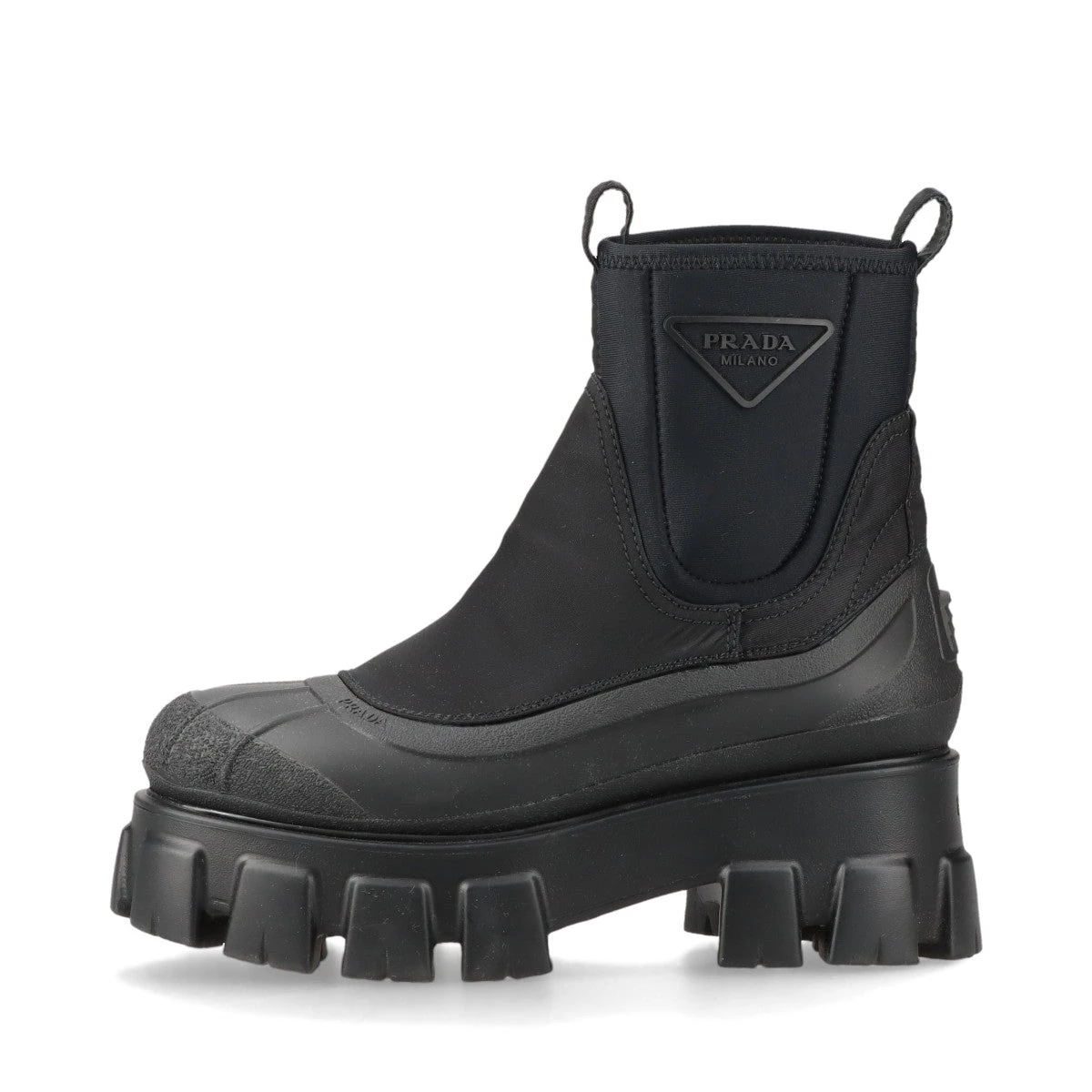 PRADA プラダ レザーナイロン ブーツ サイズ39 ブラック プラダ モノリス ポーチ付 レザーx Re-Nylon ブーツ