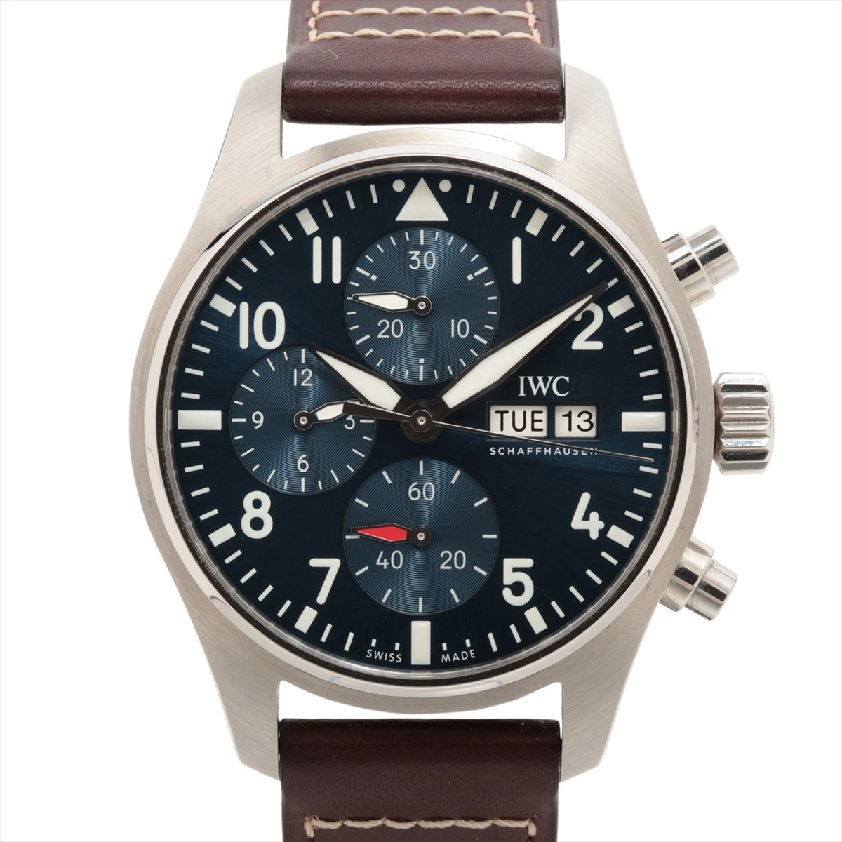 IWC パイロットウォッチ クロノグラフ 41 IW388101 SS×革 AT 青