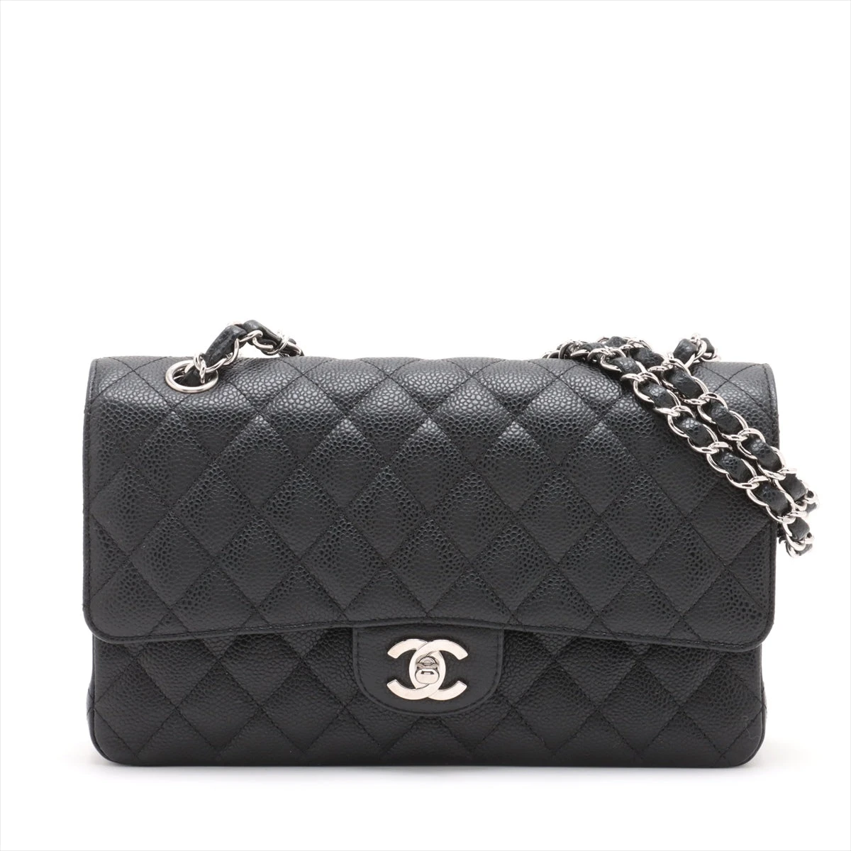 シャネル ターンロック フラットシューズ パンプス ブラック シルバー金具 シャネル ターンロック フラットシューズ パンプス ブラック