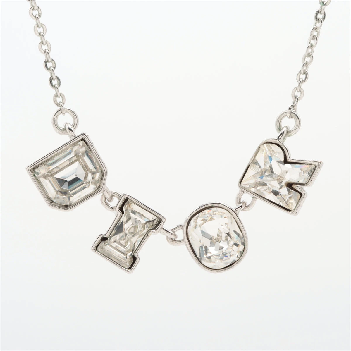 ディオール Diorロゴ ネックレス GP×ラインストーン シルバー