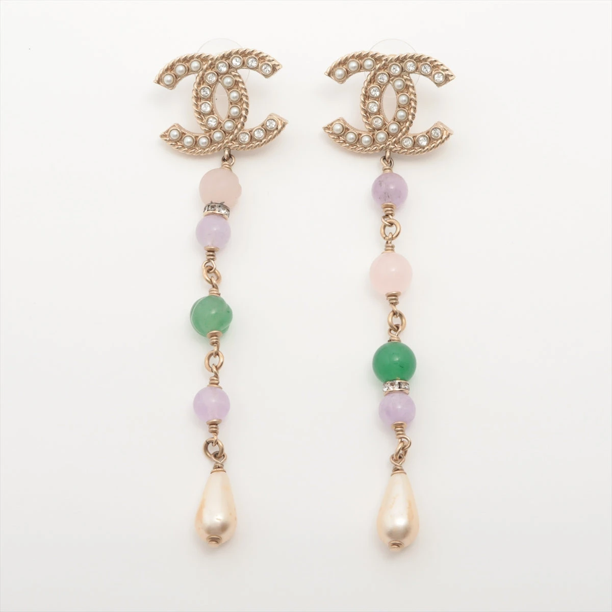 シャネル ココマーク B20S ピアス(両耳用) GP×ラインストーン