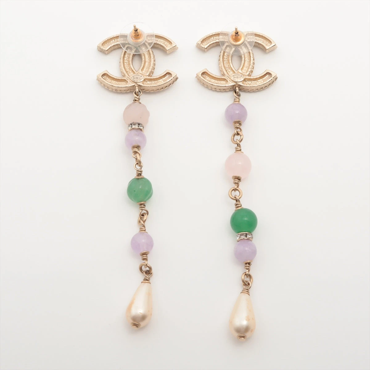 シャネル ココマーク B20S ピアス(両耳用) GP×ラインストーン