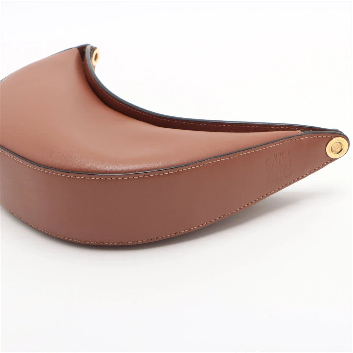 【美品】アナトリエ リボン レザー バニティバッグ ブラウンxベージュ 美品】アナトリエ リボン レザー バニティバッグ ブラウンx