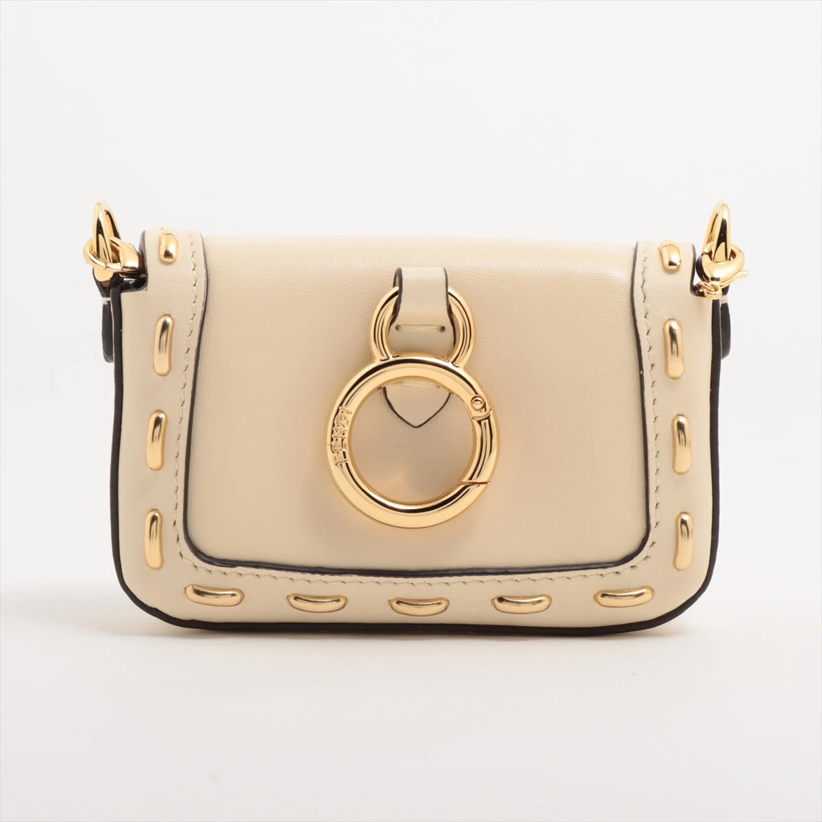 フェンディ　バケット　チャーム フェンディ 7AS045 ナノバゲット チャーム GP×革 ベージュ A3343118