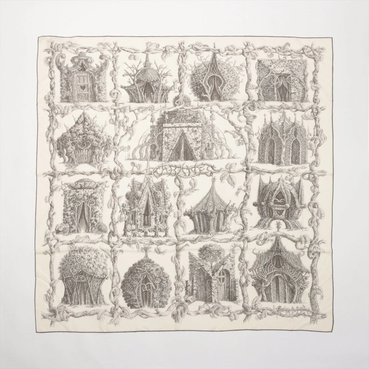 エルメス カレジェアン LES CABANES さまざまな小屋 スカーフ カシミヤ