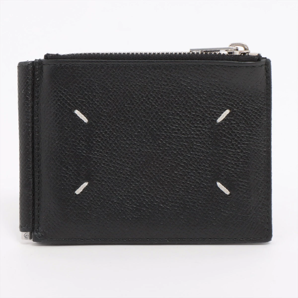 美品　メゾンマルジェラ 4ステッチ マネークリップ レザー ブラック　黒 メゾンマルジェラ 4ステッチ レザー マネークリップ ブラック