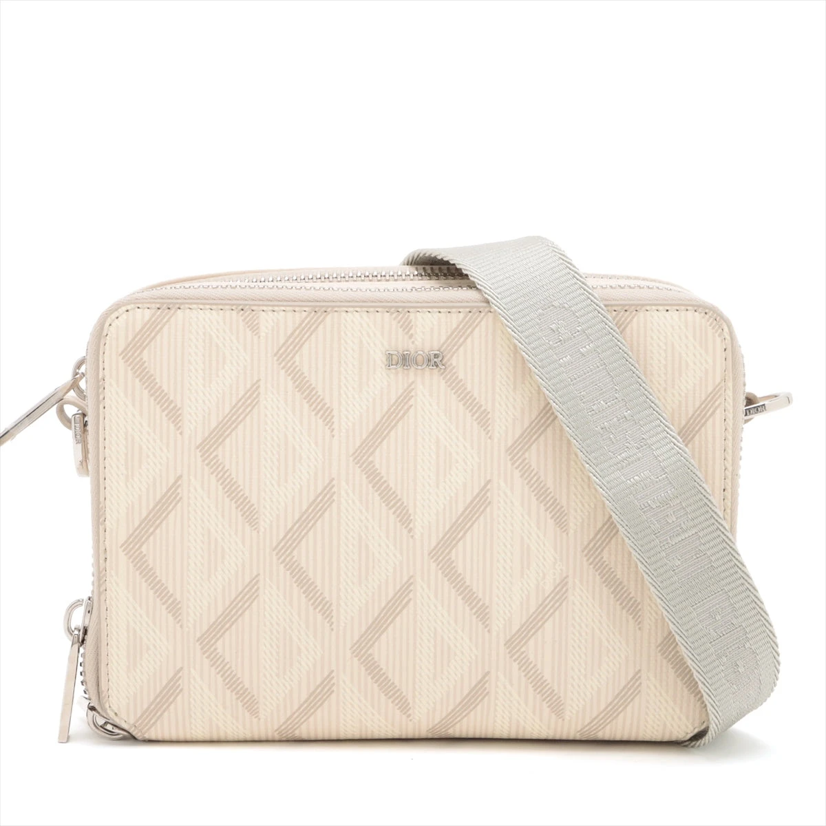 ディオール CDダイヤモンド PVC×レザー ショルダーバッグ ベージュ  