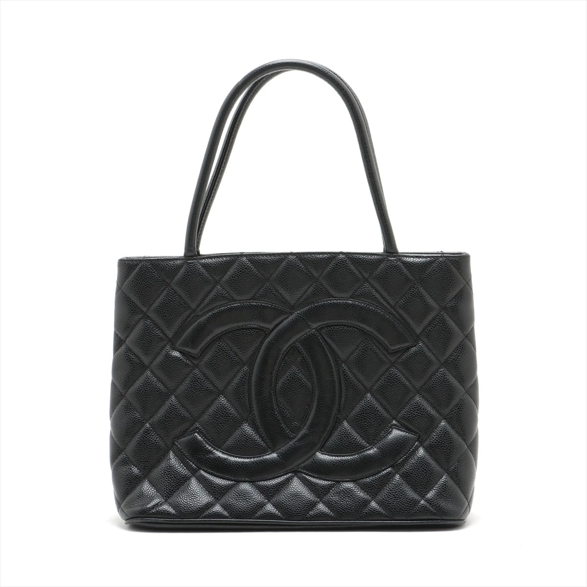 CHANEL◎復刻トート/キャビアスキン/黒×シルバー/バッグ キャビアスキン シャネル バッグ 復刻トート ココマーク