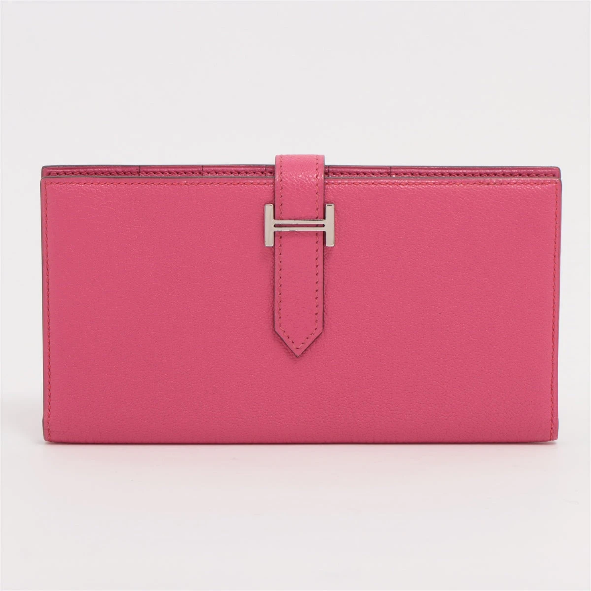 7 HERMES べアン 長財布 正規品】HERMES べアン 長財布 ピンク シルバー金具