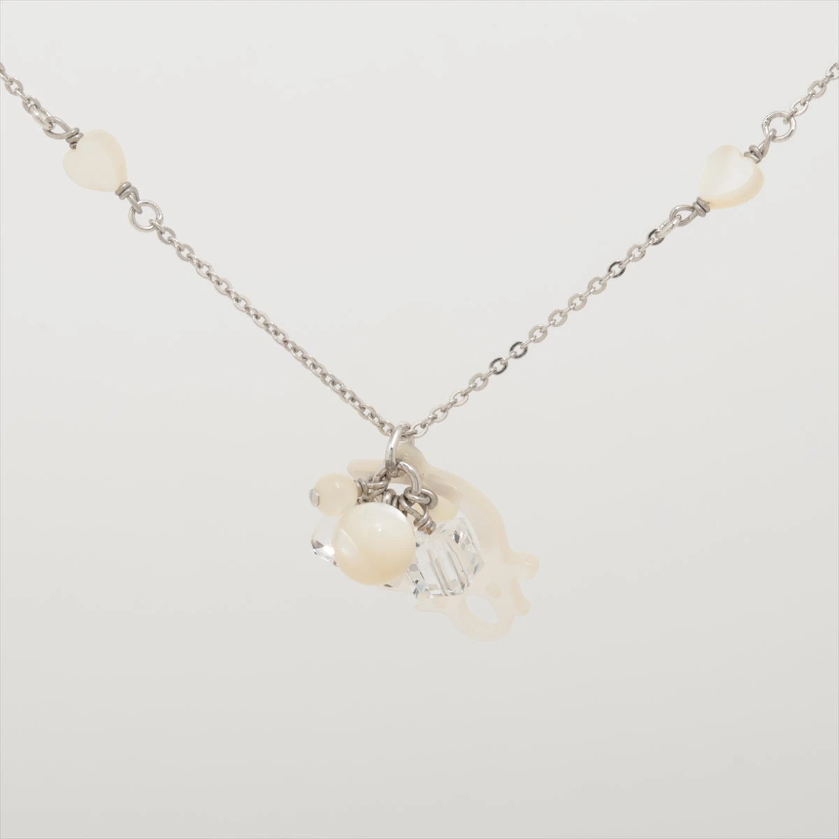 極美品 Dior ネックレス ロゴ ビジュ 刻印 シルバー 36cm ☆ディオール ネックレス ロゴ プレート シルバー 銀 ロゴ